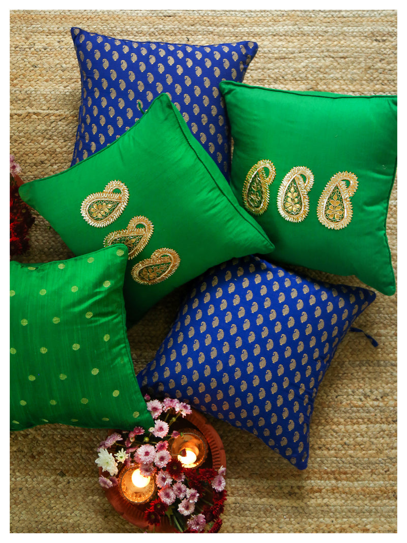 Paisley Motif Cushion - Green