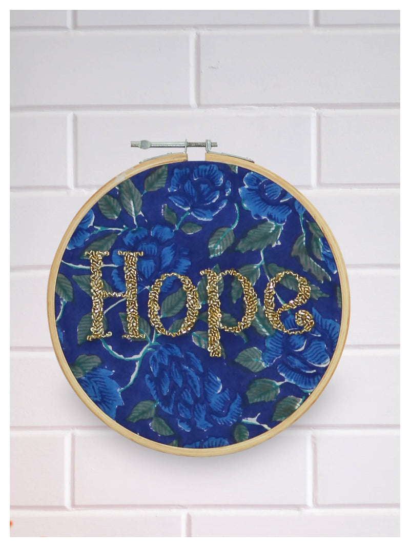 HOPE Embroidered Wall Art - Gold