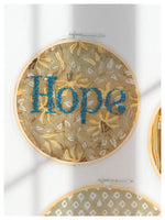 Embroidered Wall Art - Hope - Olive Grey