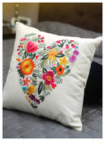 Floral Embroidery Heart Cushion