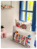 Vibrant Embroidery Love Cushion