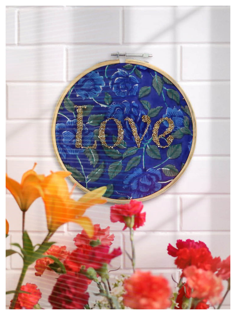 LOVE Embroidered Wall Art - Gold
