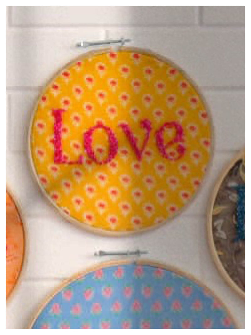 LOVE Embroidered Wall Art - Hot Pink