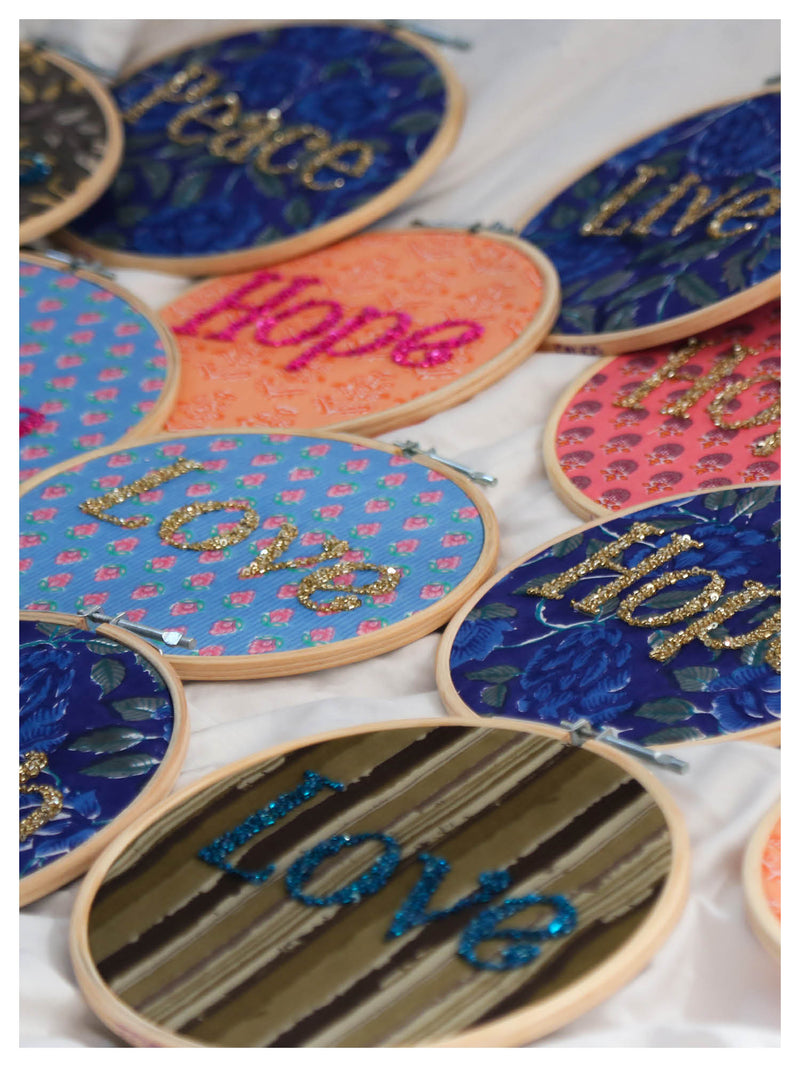 HOPE Embroidered Wall Art - Hot Pink