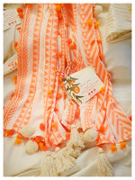 Embellished Cotton Stole - Orange