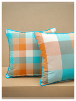 Big Checkered Autumn Cushion - Harvest Orange - Set of 2