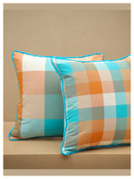 Medium Checkered Autumn Cushion - Harvest Orange - Set of 2