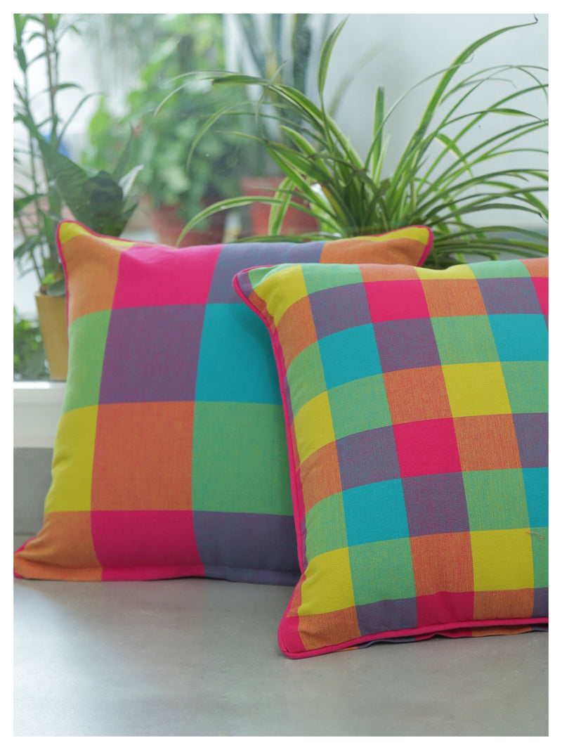 Big Checkered Summer Cushion - Sorbet Pink - Set of 2