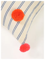 Plush Pompom Cushion - Pink  Orange - Set of 2