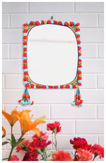 Embellished Mirror Wall Art - Red Rectangular