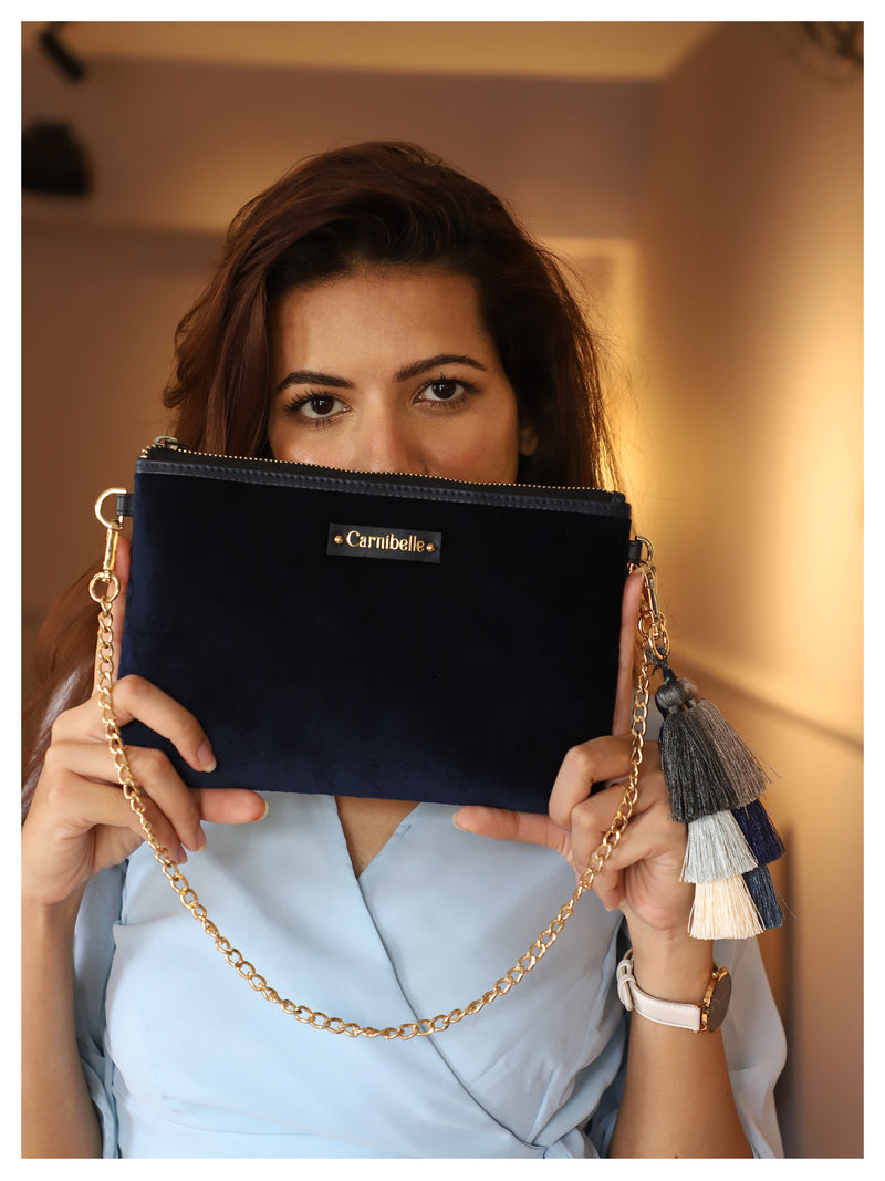 RUMI Tassel Clutch - Midnight Navy