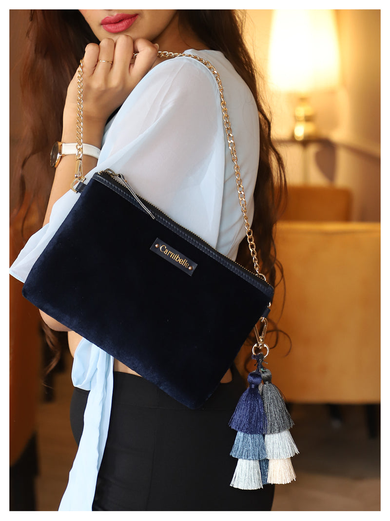 RUMI Tassel Clutch - Midnight Navy