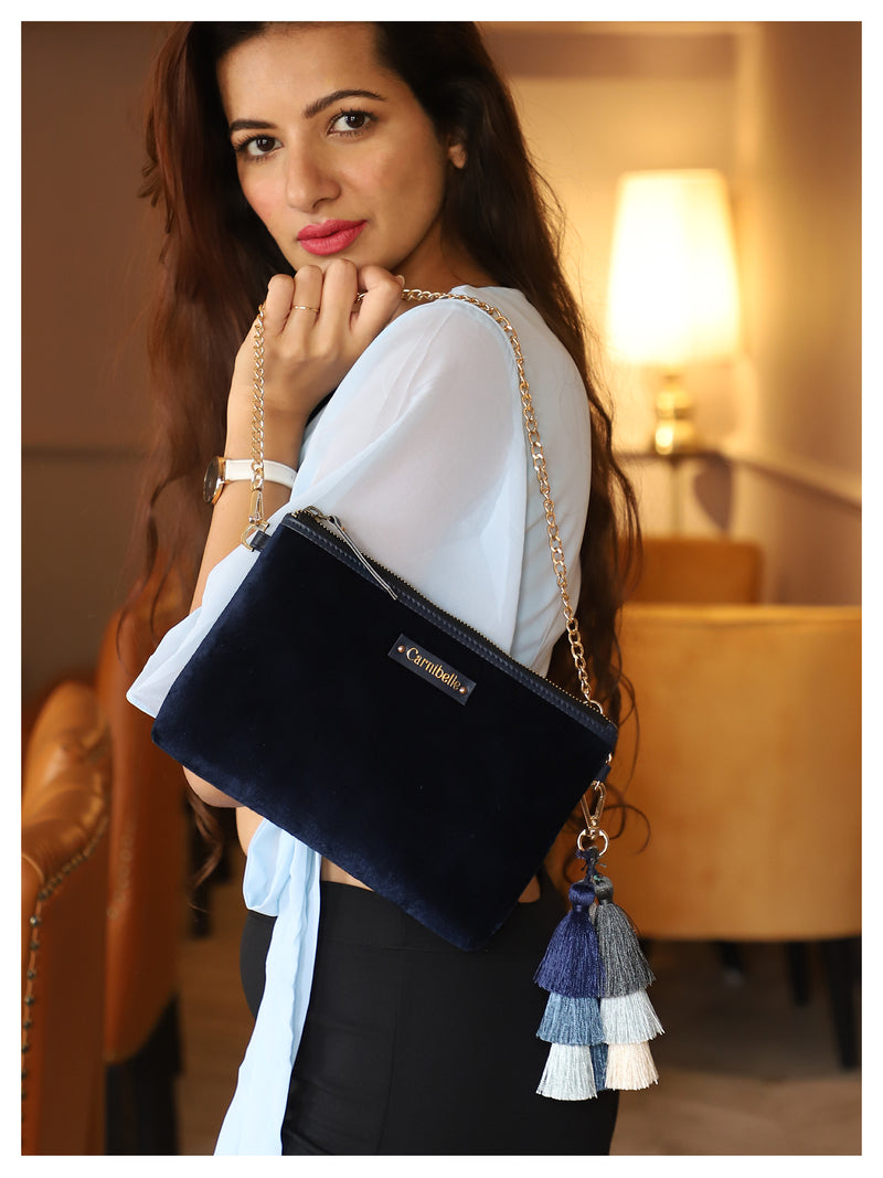 RUMI Tassel Clutch - Midnight Navy