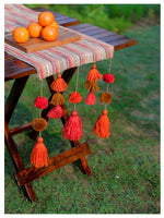Tasseled table runner - Sunset Orange