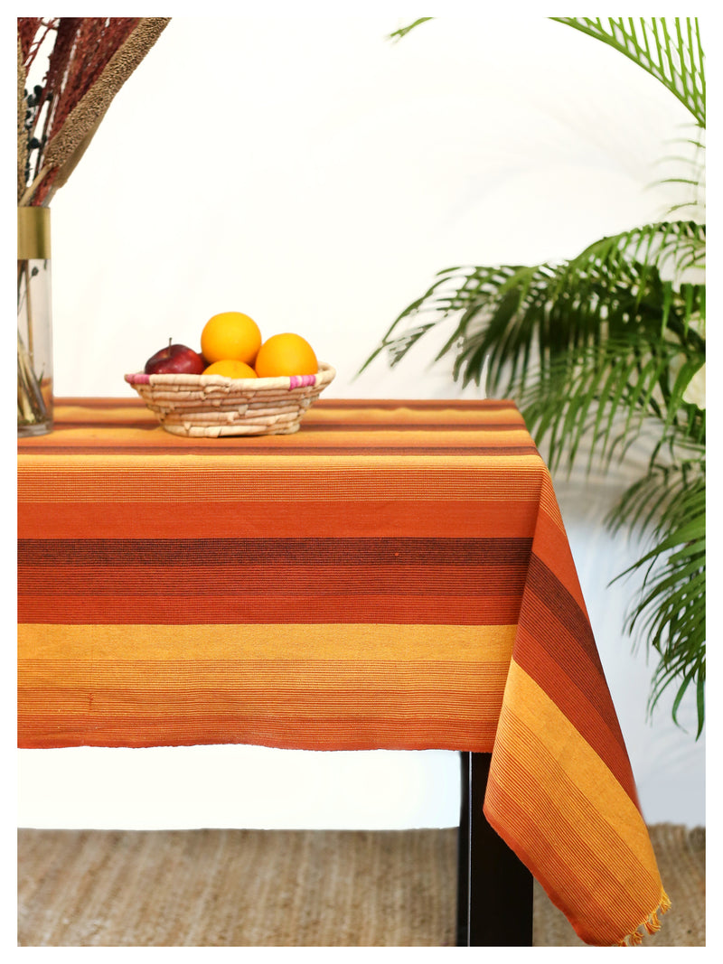 Rust Striped Tablecloth