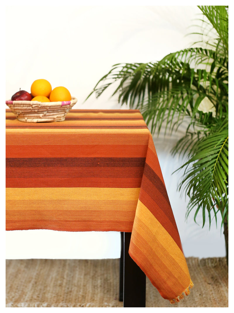 Rust Striped Tablecloth
