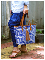 TARIFA Tassel Tote - Blue