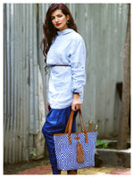 TARIFA Tassel Tote - Blue