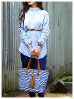 TARIFA Tassel Tote - Blue