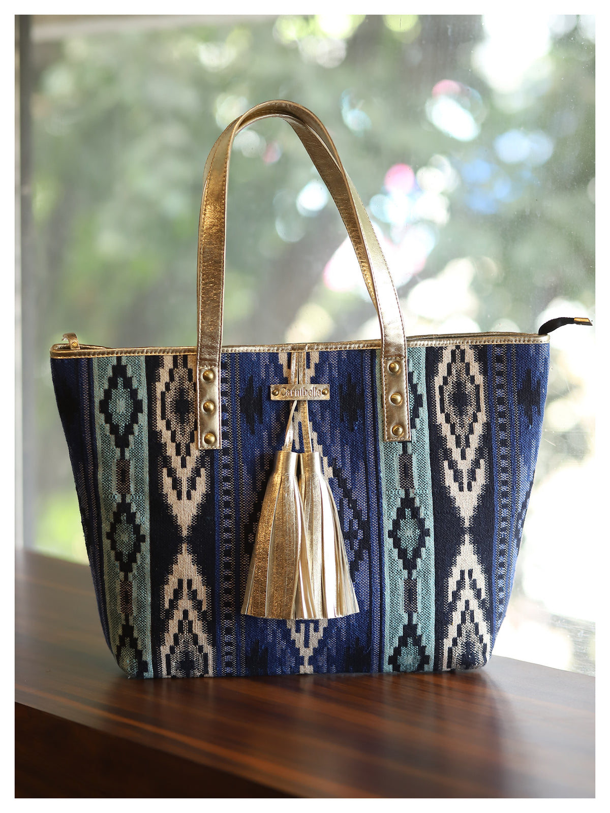 TARIFA Tassel Tote - Turquoise