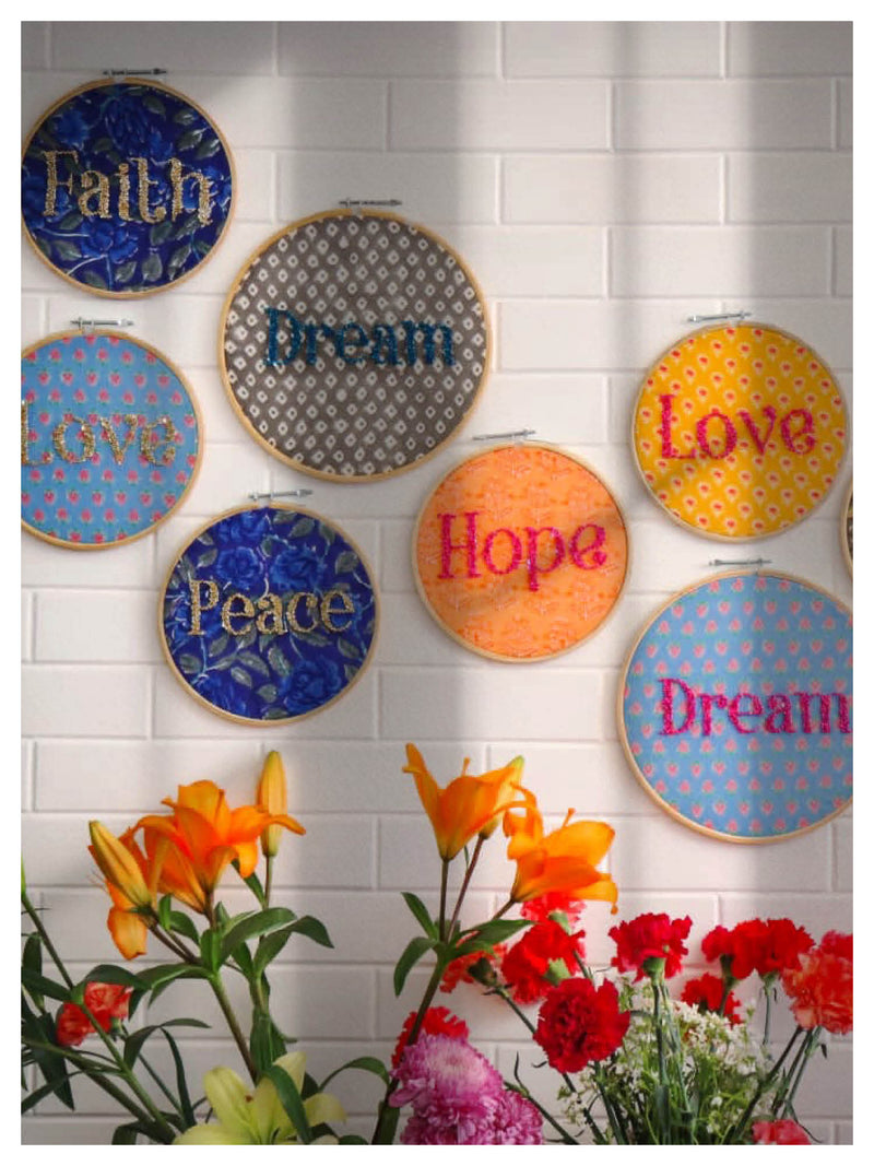 HOPE Embroidered Wall Art - Hot Pink