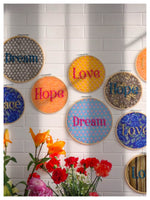 LOVE Embroidered Wall Art - Hot Pink